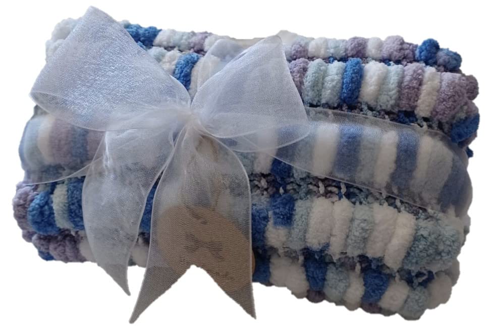 Car Seat Baby Blanket, Super Soft & Fluffy (White/Blue/Purple)