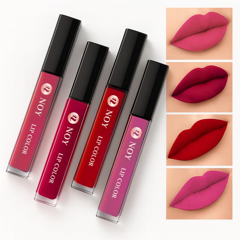 NOY Matte Liquid Lipstick Set Strong Matte Daily Smooth Tones Waterproof Lipstick Pack of 4-image-41