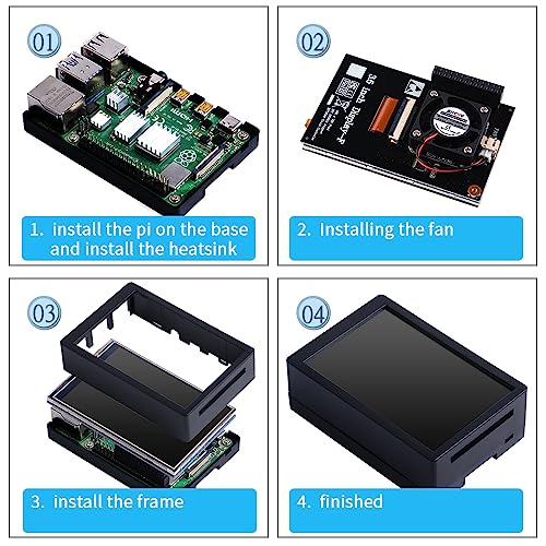 Image of GeeekPi 3.5 inch Touch Screen with Case for Raspberry Pi 4, with Fan and Heatsinks, 320x480 Resolution TFT LCD Display for Raspberry Pi 4 Model B (Pi Board NOT Included)