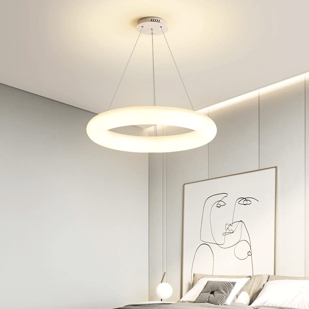 Nowoczesna lampa wisząca LED 18W z pierścieniem, kreatywne okrągłe akrylowe lampy wiszące, biała lampa wisząca do pokoju dziecięcego, prosta restauracja oświetlenie dekoracyjne żyrandol