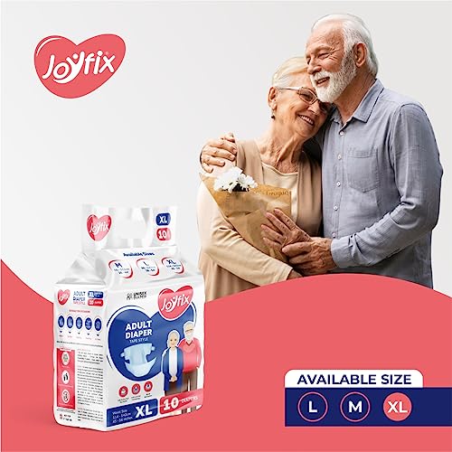 Image of JOYFIX Adult Diapers | Tape Style | Waist Size 96-137 cm (38 inch-54 inch) | Large | Pack of 2 | Odour lock | Anti-Bacterial Absorbent - L (20 Pieces)