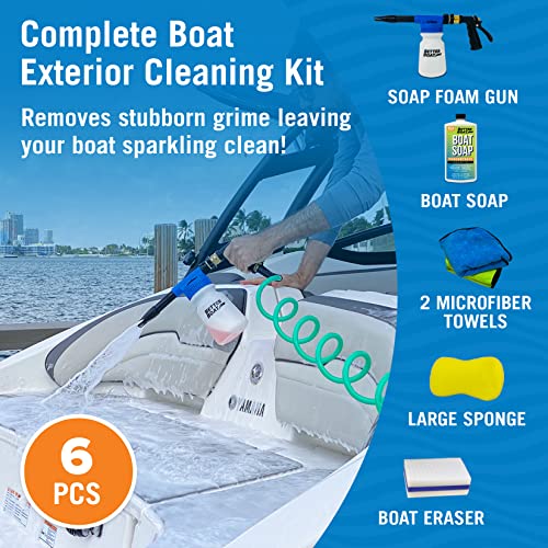Ultimate Boat Cleaning Kit Boat Wash Soap & Foam Gun Cleaner Sponge Boat Cleaner Products & Microfiber Cloths Pontoon Boat Accessories Marine Boating Gifts For Men & Women Fishing Bass & Rv Supplies #TOP3