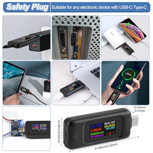 Image of USB Tester Type-C Voltmeter Voltage Current Tester Power Meter Multimeter Ammeter Type C USB Charger Tester Color Display Capacity Voltage Current Detector 0-5A 4-30V