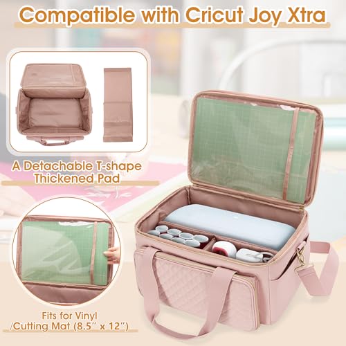 Yarwo Carrying Bag Compatible with Cricut Joy Xtra Digital Version, Portable Craft Travel Case Fit for Cricut Joy Xtra, Cricut Mat 8.5" x12, Vinyl, Scrapbook Tool Accessories,Dusty Rose (Patented) by Yarwo - Image 3