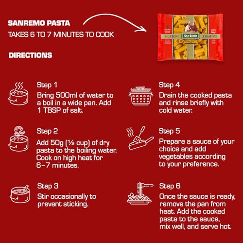 Image of San Remo Rigatoni Pasta- 500gms | Durum Wheat Semolina | No Maida | Ridged Tube Pasta for Chunky Sauces & Bakes | Vegan-Friendly (Pack of 2)