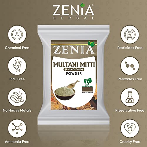 Zenia Pure Fullers Earth Powder | 100 Grams (3.5 Oz) | Multani Mitti Mud Face Pack Powder | Bentonite Indian Healing Clay | 100% Pure No Added Fragrance | 100% Natural Face Mask #TOP1