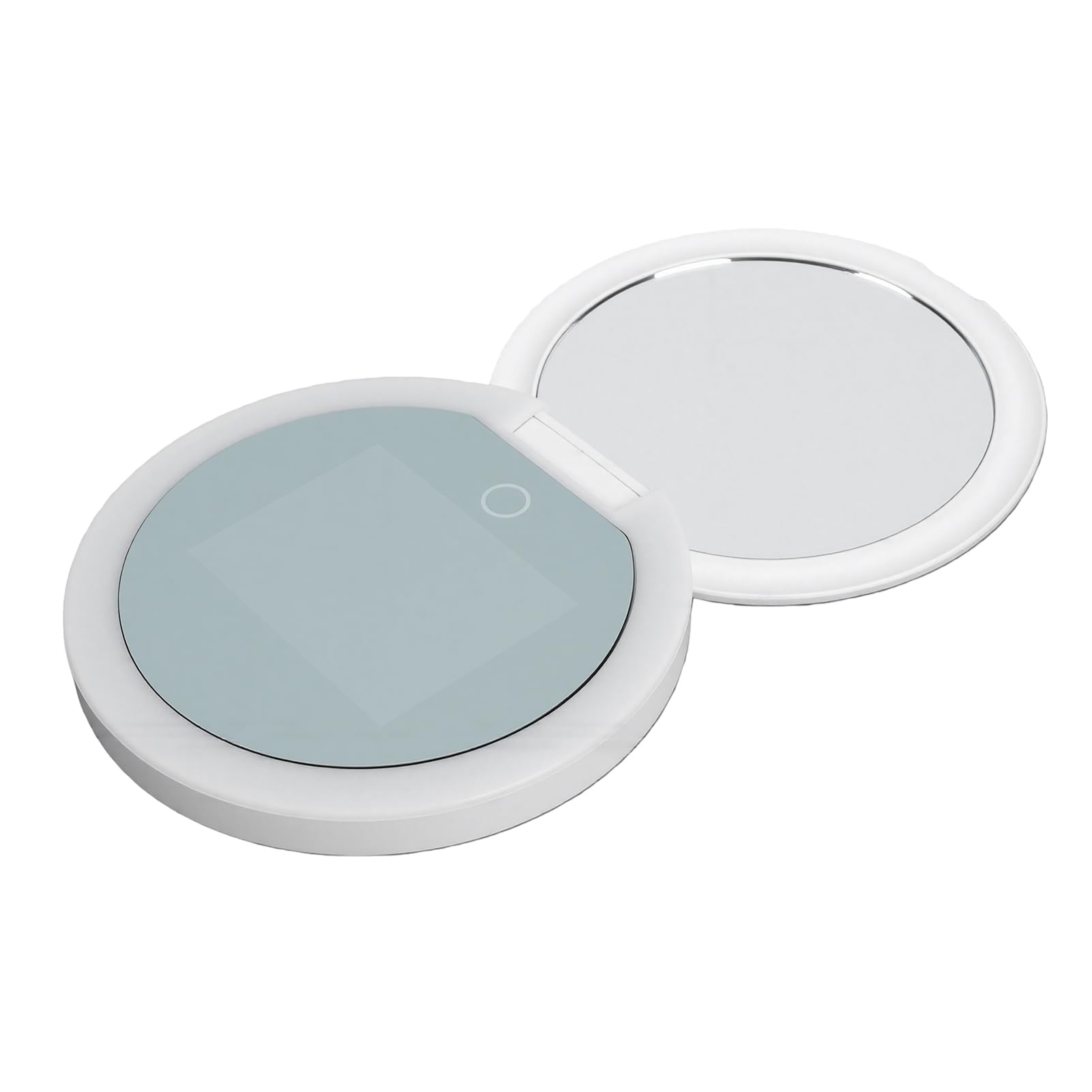 Jiawu Specchio per Prova Protezione Solare, Schermo HD Ingranditore 2X con Luce Anulare a LED Fotocamera per Prova Protezione Solare, Specchio per Trucco Portatile con Batteria USB C Ricaricabile per