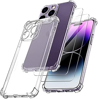 YisrLery Clear Case for iPhone 14 Pro Case Compatible with MagSafe Wireless Charging and 2 Tempered Glass Screen Protector, iPhone 14 Pro Cover Shockproof Soft TPU Silicone with Camera Protection