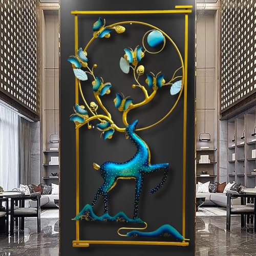 Image of pranjals house Wall Art Deer And Butterfly Metal Frame with LED, Wall Sculpture for Living Room, Bedroom, Drawing Room, Office Wall Hanging for Home Decorative Item