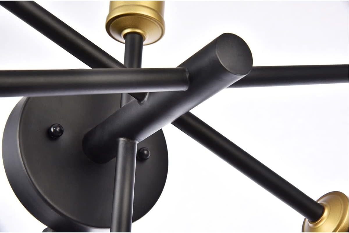 Elegant Lighting Living District Axel 5-Light Transitional Metal Wall Sconce in Black and Brass