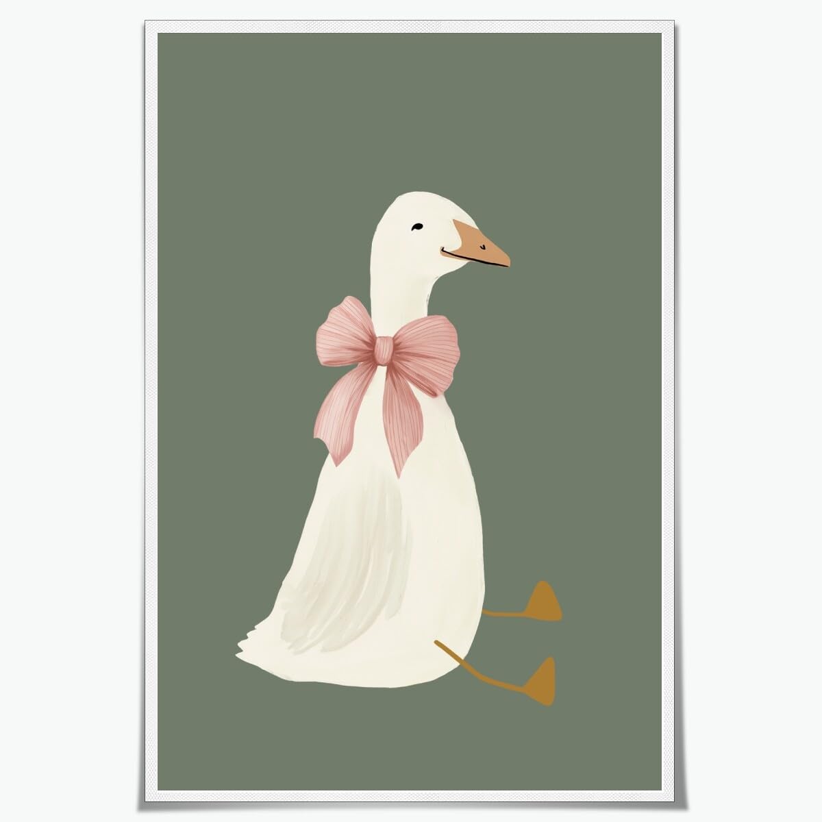 Limitronix Silly Goose Wall Art Sage Green Goose Posters Coquette Animal Poster for Farm Nursery Decor Girly Bedroom Decor Aesthetic for Farmhouse Rustic 8x12inch Unframed