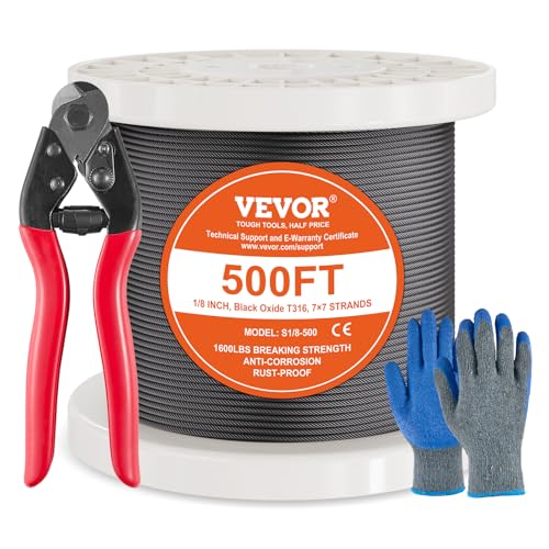 Cable de acero VEVOR de 3,18 mm con resistencia de 7,1 kN contra la rotura