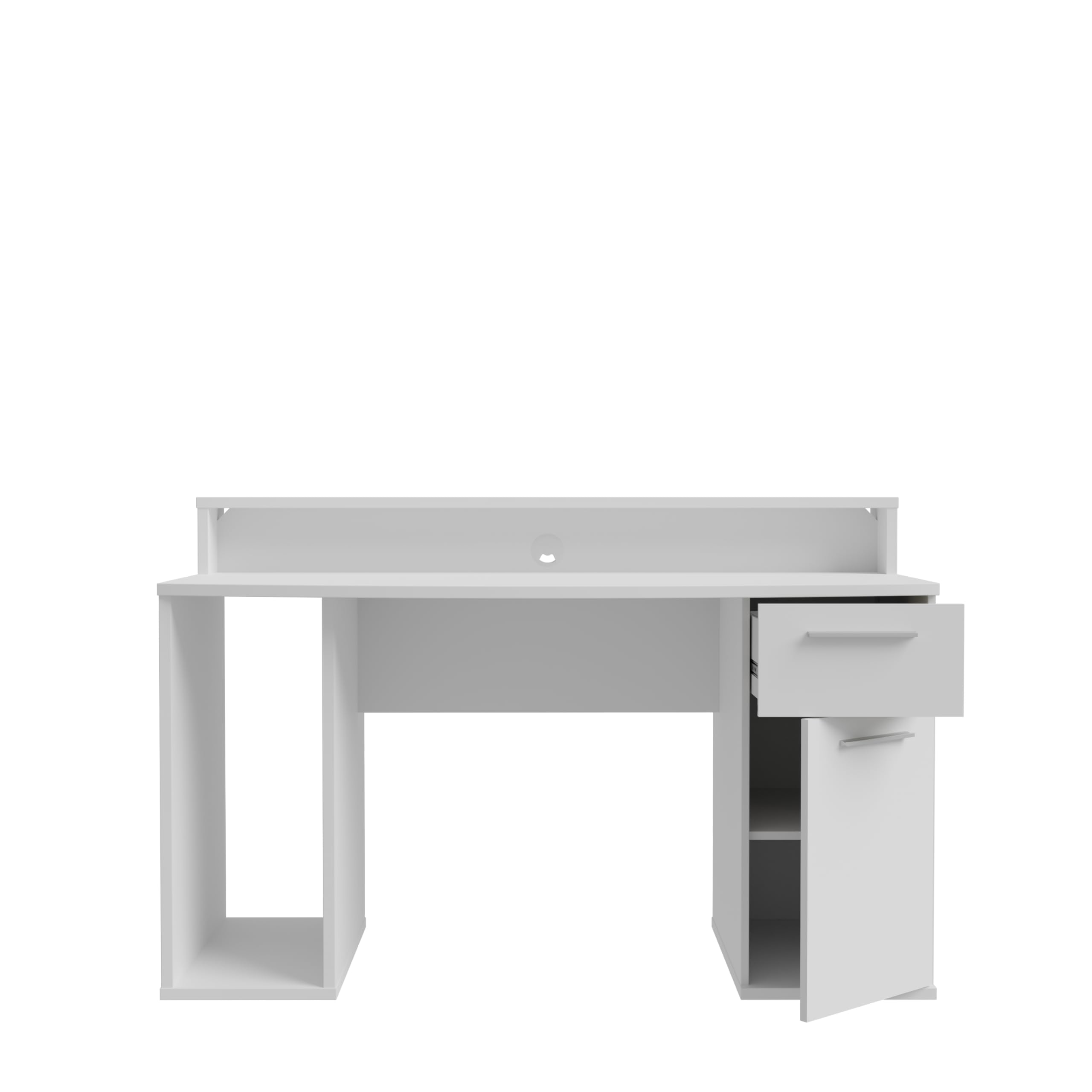 FORTE AYO Schreibtisch 140, Weißer Schreibtisch mit 1 Tür und 1 Schublade, Modernes Home Office, Büro, Jugendzimmer, Holzwerkstoff, Weiß, 140 cm breit x 91 cm hoch x 65 cm tief