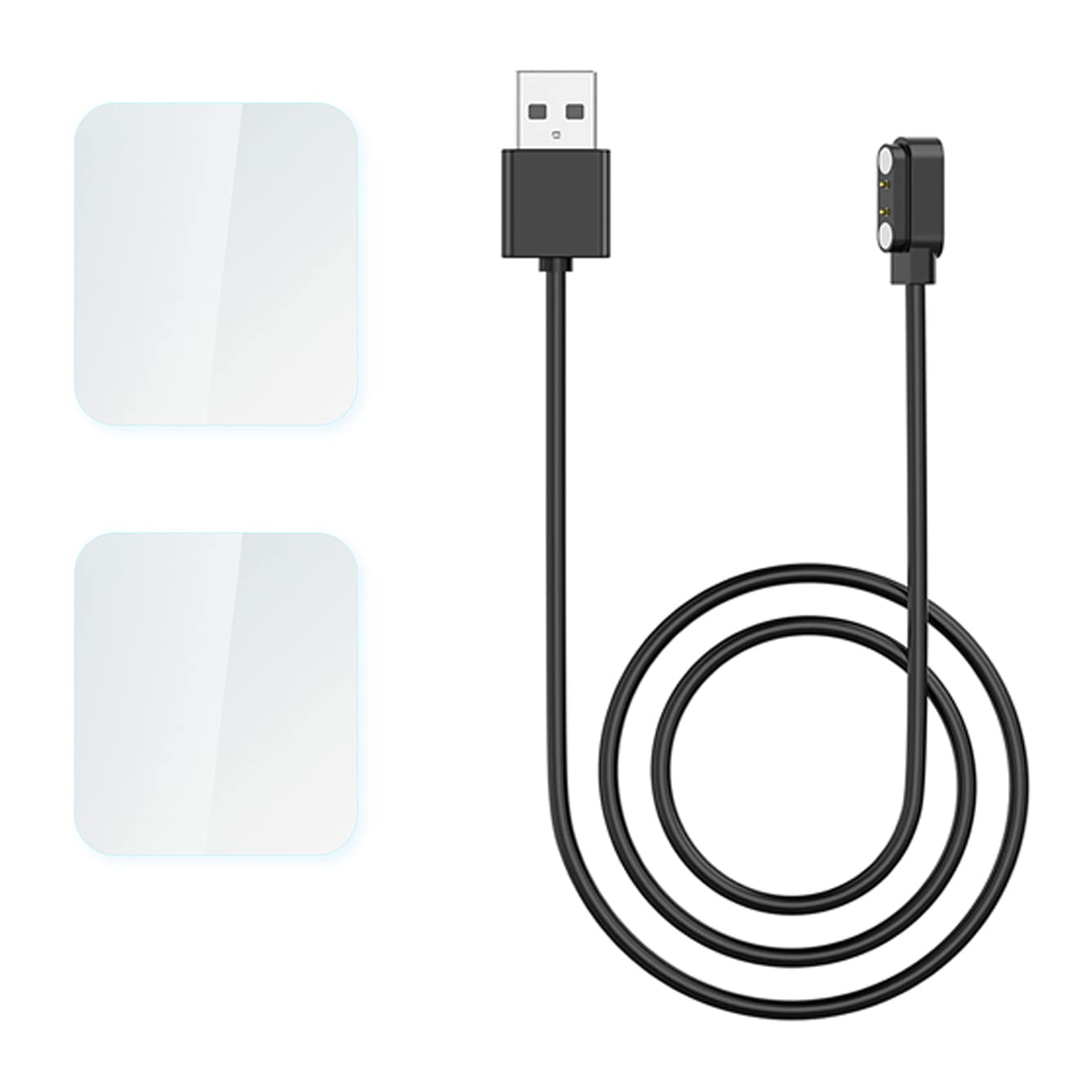 Nemheng 2pin USB Charger Charging Cable with 2PCS Screen Protector Protective film for Men Women N34 Smart Watch Fitness Tracker