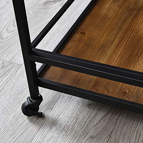 Firstime & Co. Black And Brown Gardner Bar Cart, 2 Tier Mobile Mini Bar, Kitchen Serving Cart And Coffee Station With Storage For Wine And Glasses, Metal And Wood, Modern #TOP2