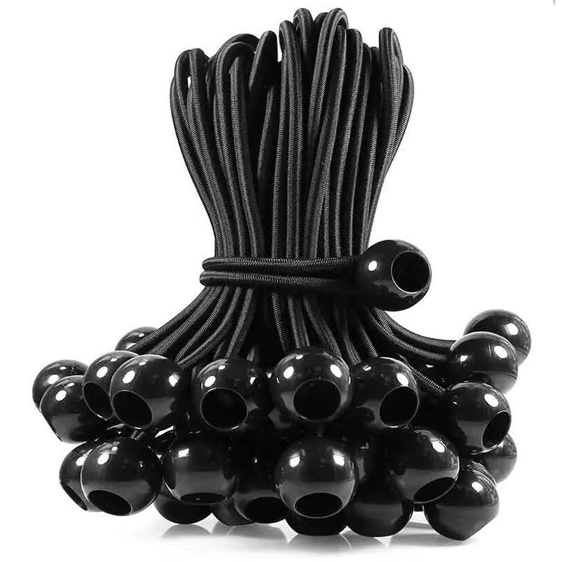 Tensor de Lona, 20 Piezas Tensor Elástico, Bungee Elástico, Tensor Elástico de Bola, Bungee Elástico Flexible, para Pancartas, Lonas, Camping, Carpas, Negro, Blanco, 10 CM