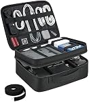 Bagsmart Electronic Organizer, Large Double Layer Cable Bag, Travel Organizer Bag, Electronics Accessories Storage Cases for iPad,Cables, Chargers, Hard Drive, Game Cards