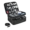 BAGSMART Cable Organizer Bag, Travel Electronics Organizer with Adjustable Divider, Tech Bag Carrying Case, Storage Bag Sturdy Tool Case with Handle for Cellphone Cord Electronics Accessories, Black