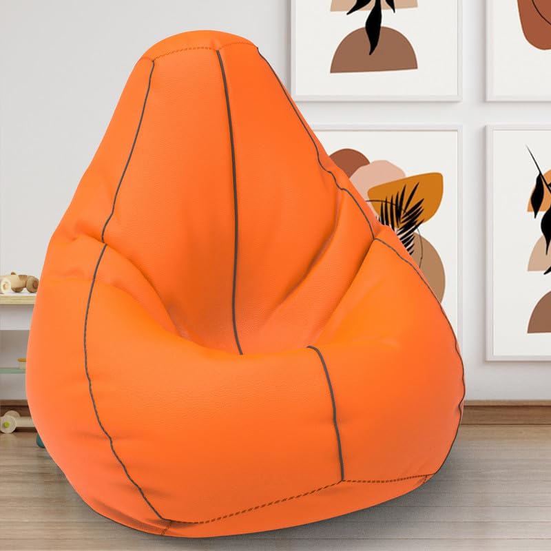 Biggie Bean Bag Cover 6XL- Official: Bailey & Bakers Bean Bags - Max User Height : 6-6.5 Ft. - Weight : 99-110 Kgs(Model: Orange Dark Grey)-image-38
