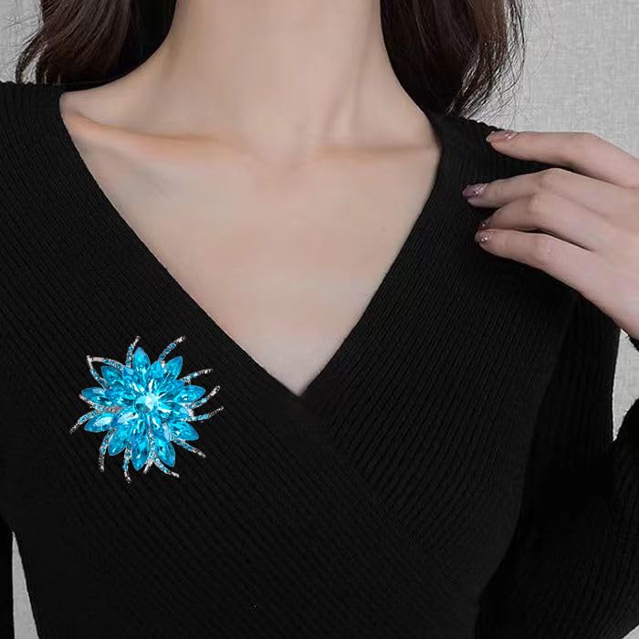 Image of Large Crystal Flower Brooch Pin for Women Red purple pink green Rhinestone Flower Lapel Pin Wedding Party Birthday Dance Banquet Dress Suit Ceremony Clothes Hat Bag Accessories Jewelry