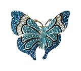 Vendedor francés. Broche con diseño de mariposas y brillantes, color azul y azul.