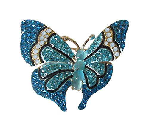 bijouxmodefashion Broche épingle Joli Papillon Strass Cristal Bleu Azur Cover