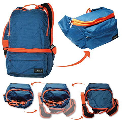 Mochila riñonera de Cintura Ertha  Convertible en riñonera. Ultra Ligera Plegable