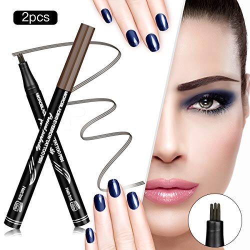 2PCS Eyebrow Tattoo Pen（Dark Brown）, NAQIER Eyebrow Pencil Natural Long Lasting Tattoo Eyebrow Waterproof Brown Eyebrow Pencil Makeup
