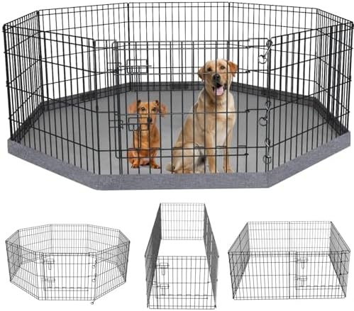 PETIME Foldable Metal Dog Exercise Pen/Pet Puppy Playpen Kennels ...