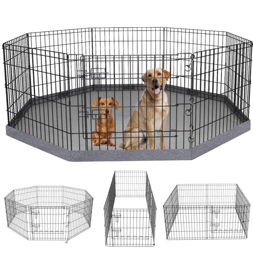PETIME Foldable Metal Dog Exercise Pen/Pet Puppy Playpen Kennels Yard Fence Indoor/Outdoor 8 Panel 24