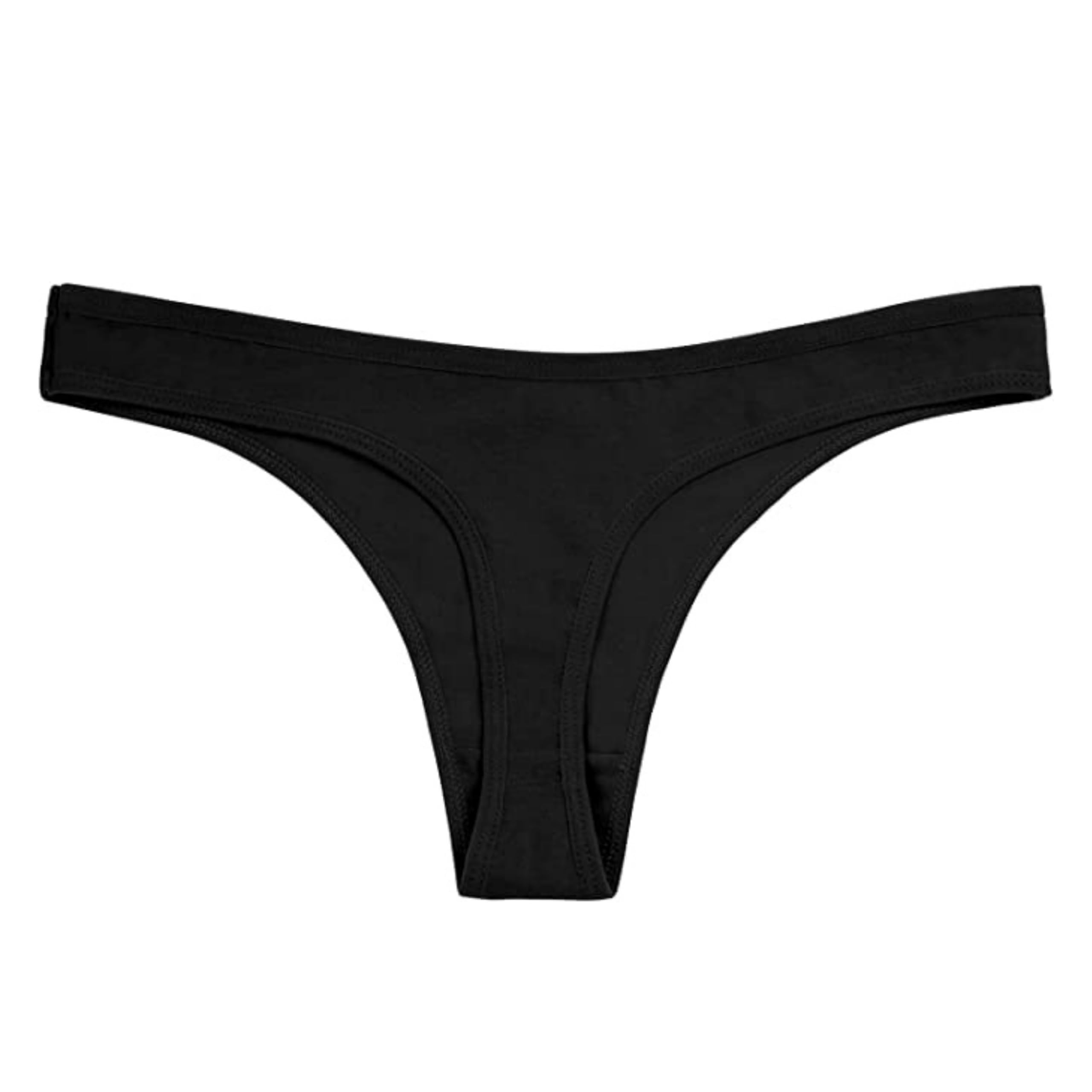 Thong for Women Cotton Underwear Low Rise Panties Woman Solid G-String Sexy Lingerie Panties (in, Alpha, S, Regular, Black)-image-7