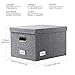 PRANDOM File Organizer Box - Set of 1 Collapsible Decorative Linen Filing Storage Hanging File Folders with Lids Office Cabinet Letter/Legal Size Grey (17x14x11.2 inch)