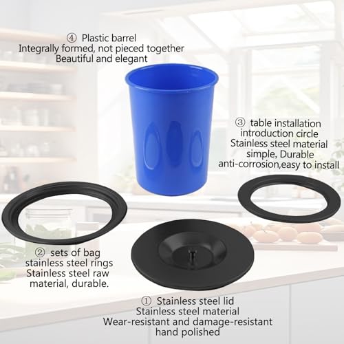 Poubelle de comptoir à encastrer anti-odeur avec couvercle en acier inox - 5