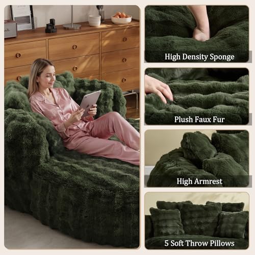 Sillón Chaise Plegable Peluche Verde miniatura 5