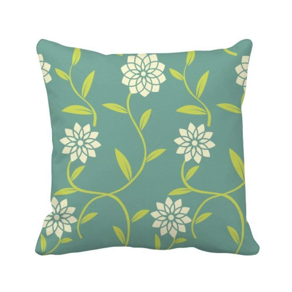 Housse de coussin carrée fleurs vertes et blanches en coton pour décoration de canapé