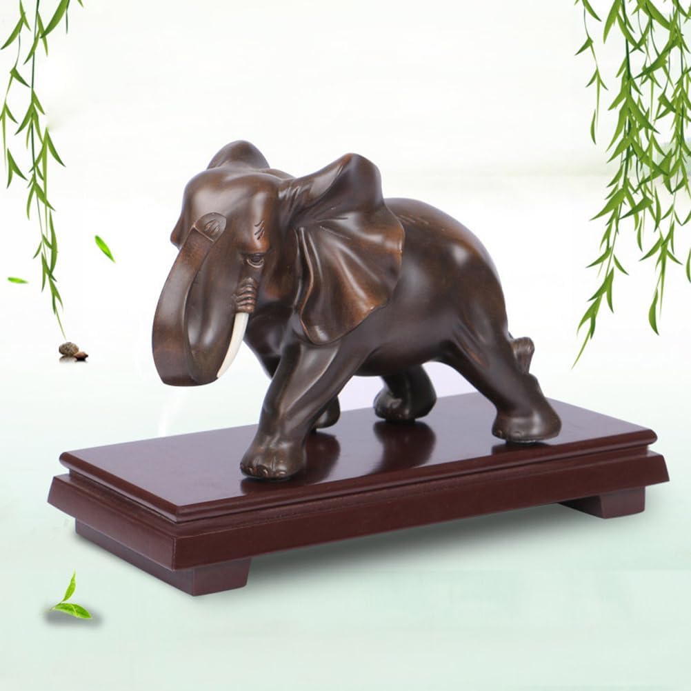 LOGOFUN Chinese Wooden Rosewood Carved Base Rectangular Antique Pedestal Vase Sculpture Display Stand for Home Accessories