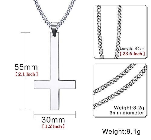 Huanian Jewelry Stainless Steel Upside Down Cross Necklace for Men,Inverted Pendant,Gold,24"2