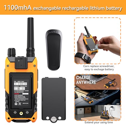 Image of KETELESE T4 Waterproof Radios Walkie Talkies 6 Pack, IP67 FRS Two Way Radio with Headsets and Charging Base, NOAA Weather Alert,PTT,Group,VOX