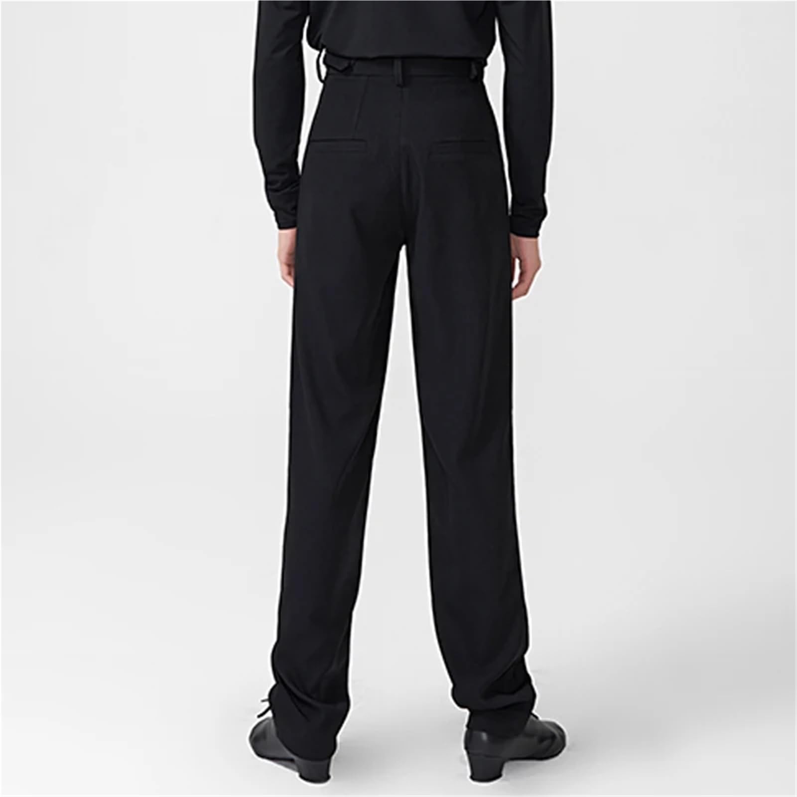 Pantalones de Baile Latino for Hombre, diseño Cintura Alta, Holgados, Negros, for Adultos, Ropa competición salón Cha para Hombre, Salsa, Jazz, Danza