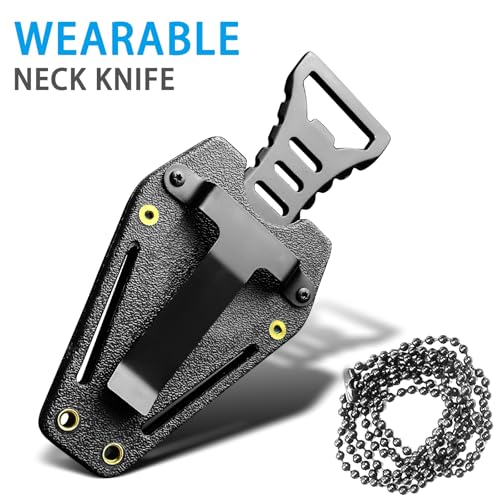 Image of Neck Knife with Sheath and Necklace, Mini Fixed Blade Knife Necklace for Men, Ultra Small Pocket Knife EDC Tools Cool Gadgets for Camping, Backpacking, Hiking, Survival