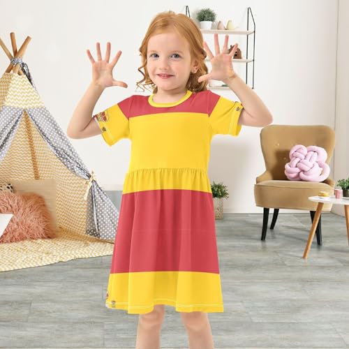 Spain Flag Toddler Dresses for Girls Easter Spring Dress Summer Short Children 2t4