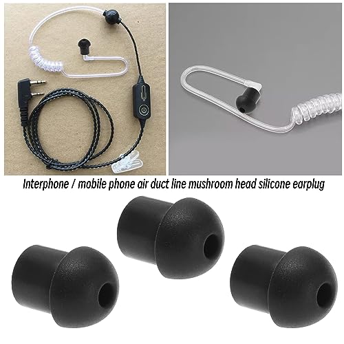 The Lord of the Tools 20PCS Replacement Silicone Earbud Ear Tips Compatible with Motorola Compatible with Kenwood Two Way Radio Talkie Walkie Air Tube Earpiece Black - Image 2