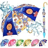 ジャンプ傘 キッズ カバー付き傘 子供 ワンタッチ傘 小学生 子供用傘 男の子 日傘兼用雨傘 長傘 女の子 軽量 丈夫 ステッキ傘 耐風 撥水 雨具 紫外線遮断 熱中症対策 梅雨対策 台風対応 小学生 通園 通学 晴雨兼用 (ネイビー)