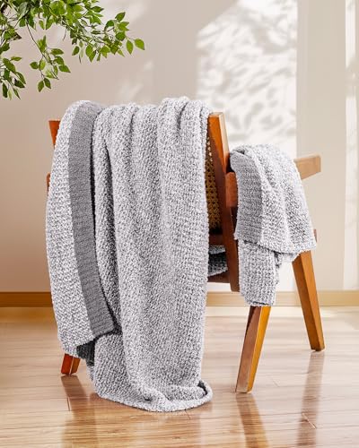 blunique Buttery Soft Knit Throw Blanket for Couch, Reversible Fuzzy Knitted Blanket, Cozy Warm...