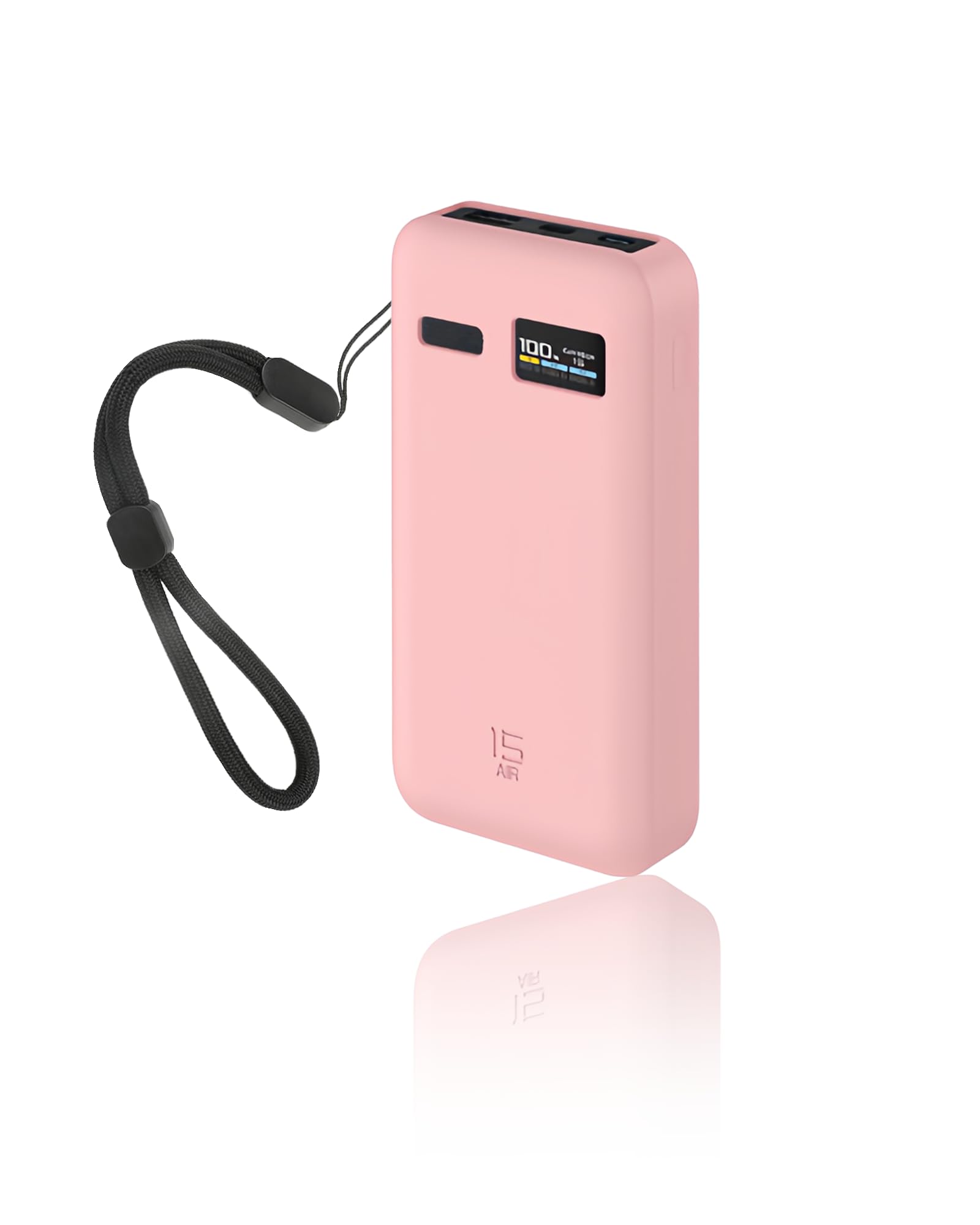CUKTECH 15 Air Charger Power Bank 100 W, 15000 mAh, silikonowe etui – odporne na zarysowania, uderzenia, pyłoszczelne, przenośne, Slim Fit (różowe)