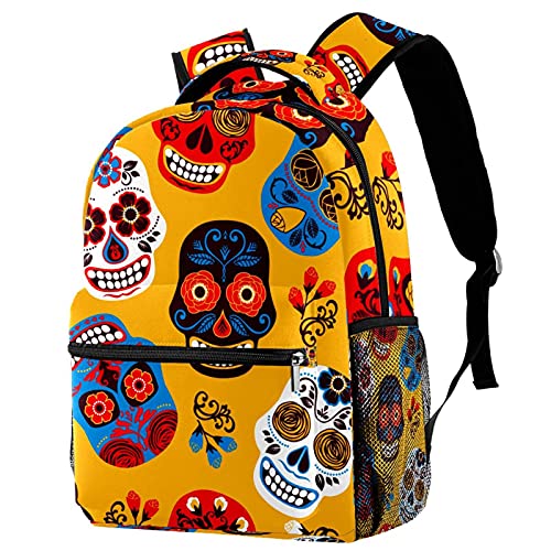 Sac à dos d'écolier Halloween motif tête de mort pour le lycée et les sorties décontractées