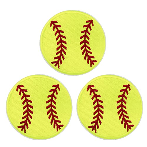 Cute-Patch Softball Sport Ball Embroidered Iron on Patches 3 Pieces Set