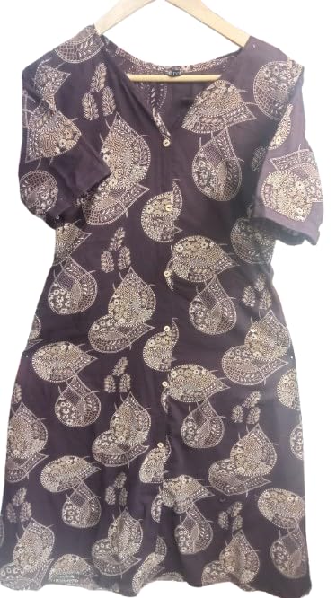 A-Line Cotton Printed Kurti Pant Set for Women – Elegant Violet Ethnic Wear with Stylish Comfort Fit-image-42