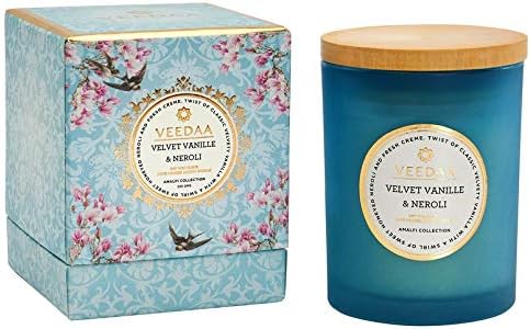 VEEDAA Velvet Vanille & Neroli Czech Glass Soy Scented Candle (Burns 30 Hours)