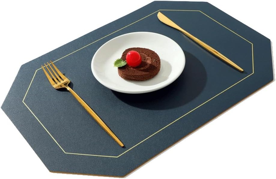 Grease Proof Placemat PVC Placemat Solid Color Square Leather Placemat(Black)